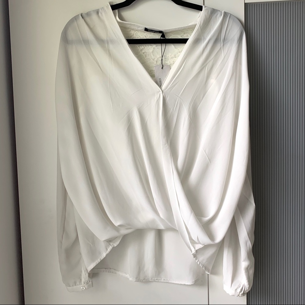 NWT lace back wrap blouse
